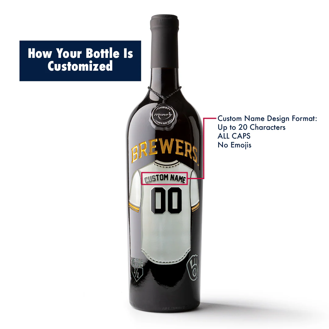 Milwaukee Brewers Custom Jersey Etched Wine - Image 2