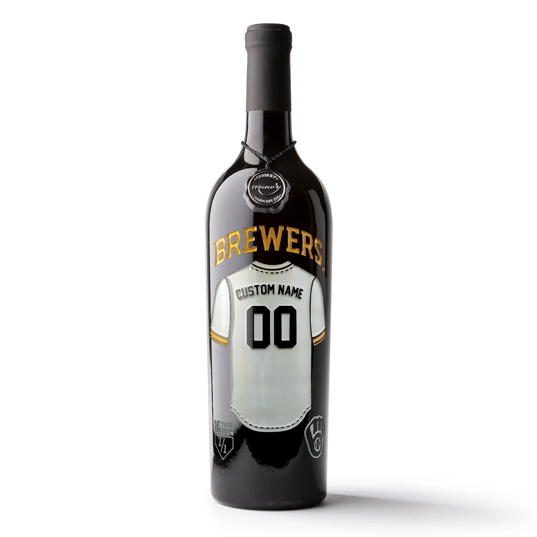 Milwaukee Brewers Custom Jersey Etched Wine - Image 3