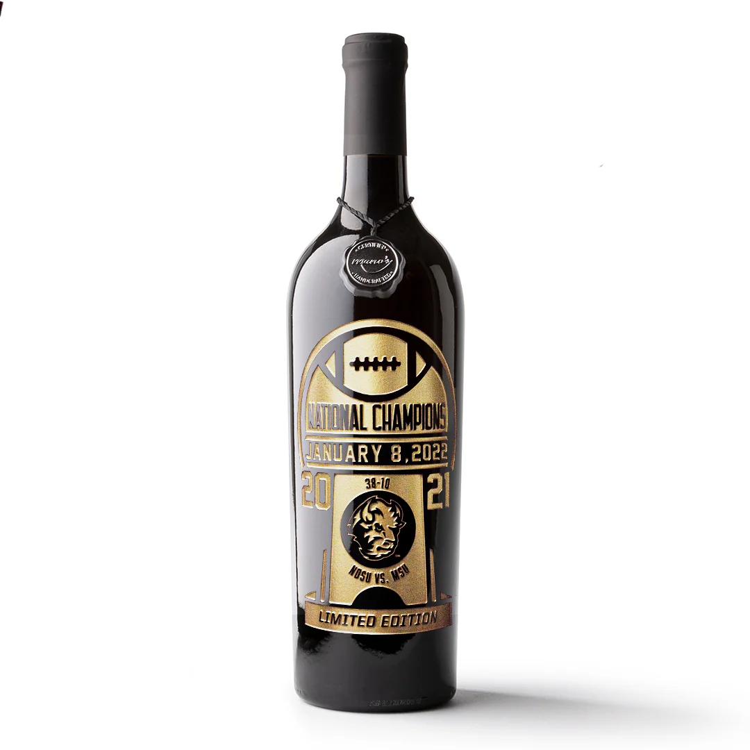 NDSU 2021 National Champions Design Etched Wine