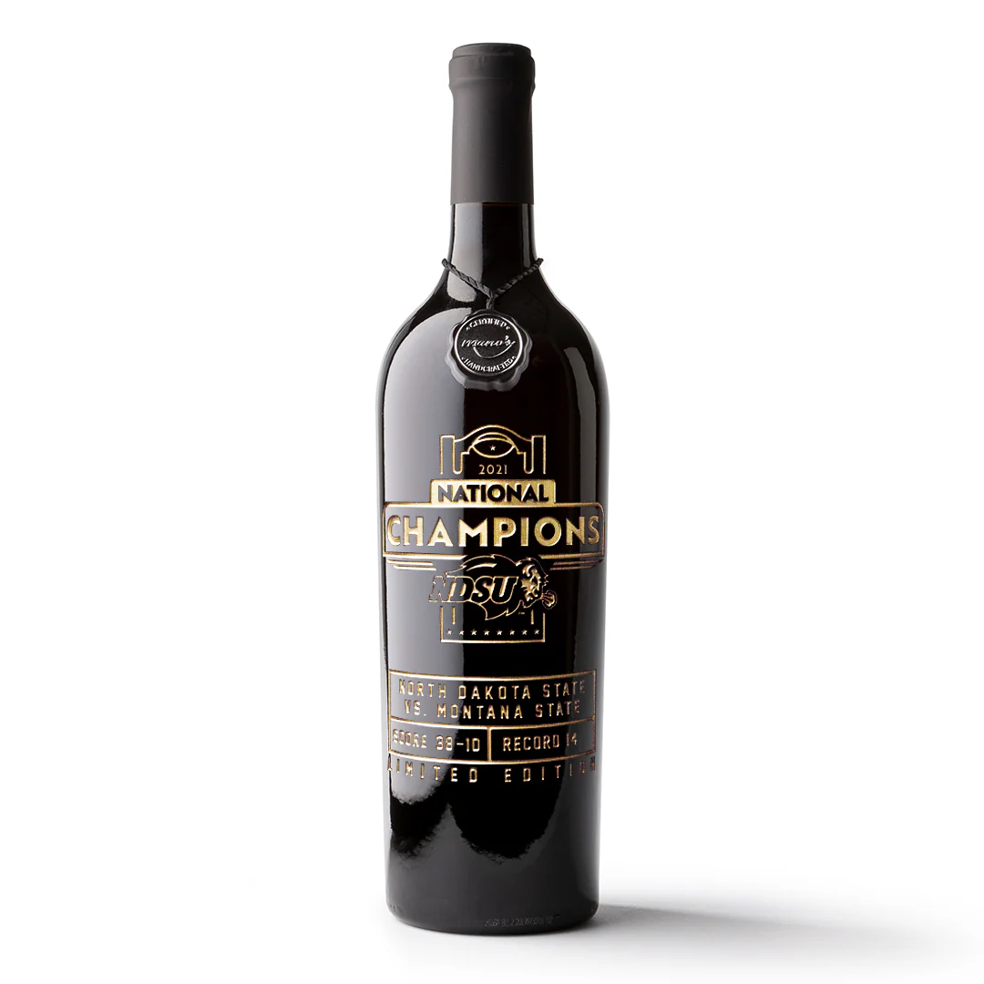 NDSU 2021 National Champions Logo Etched Wine