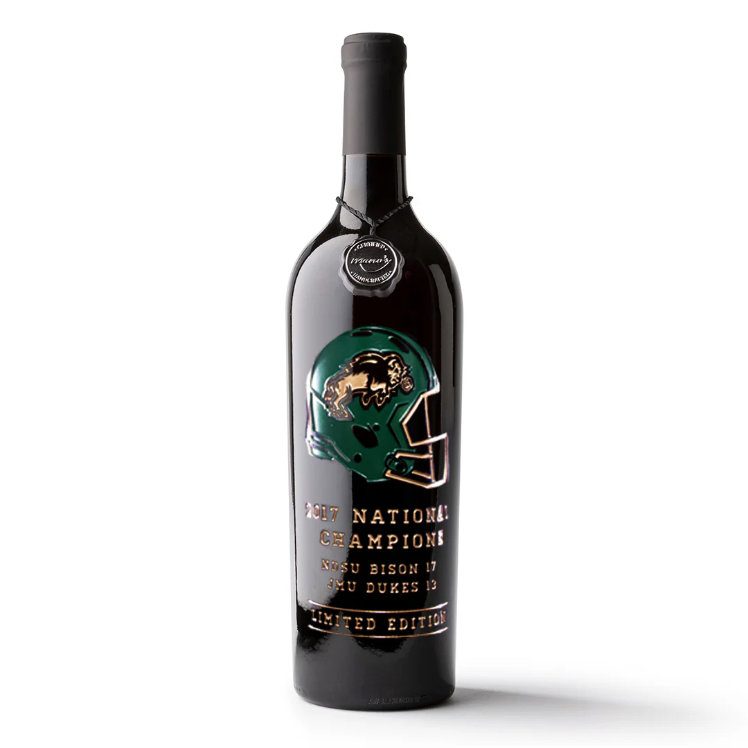 North Dakota State National Champions Helmet Etched Wine
