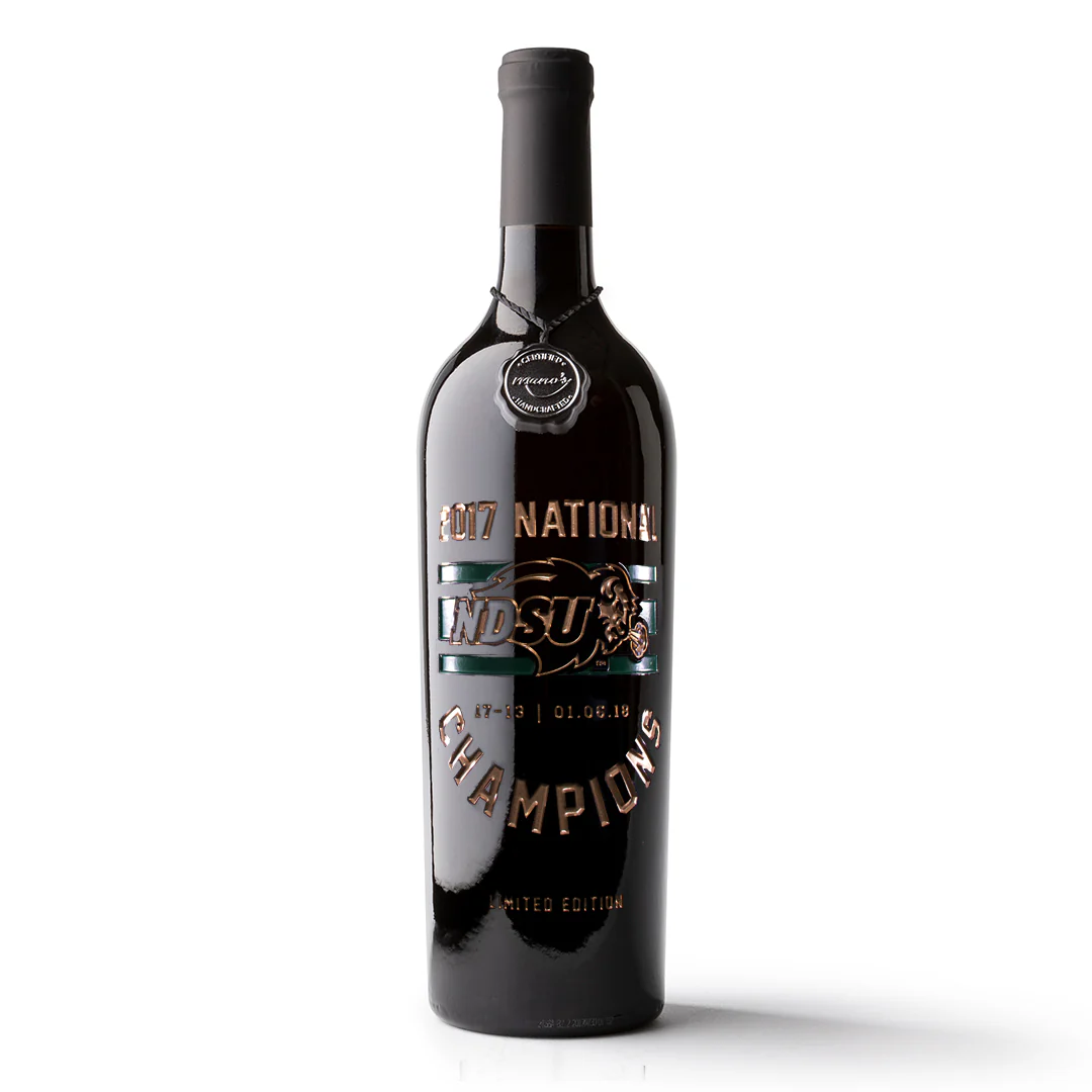 North Dakota State National Champions Stripes Etched Wine