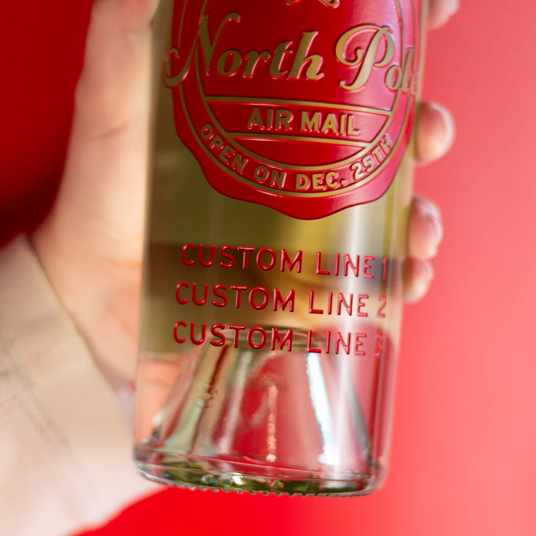 North Pole Custom Text Etched Wine - Image 2