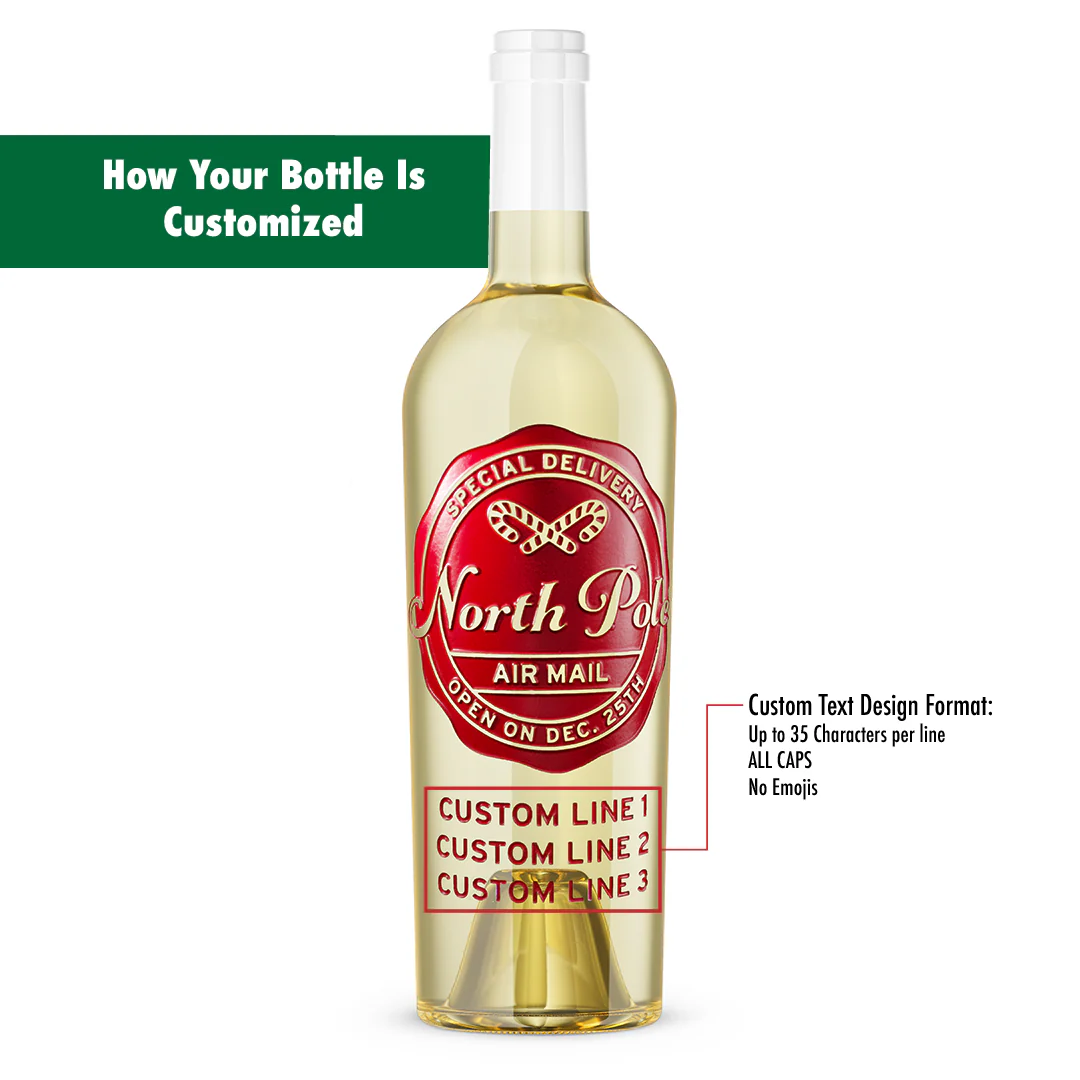 North Pole Custom Text Etched Wine - Image 3