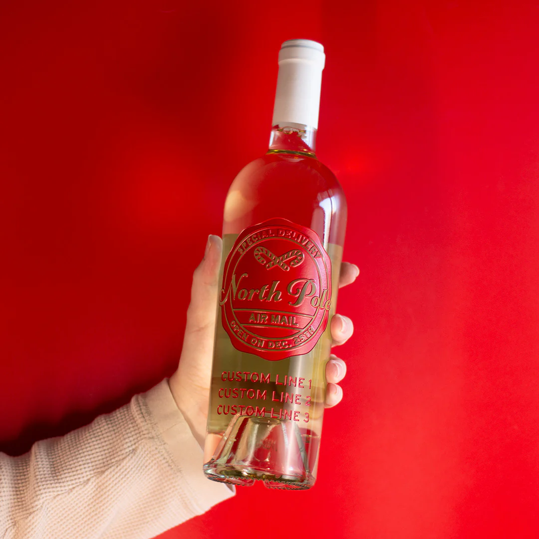 North Pole Custom Text Etched Wine - Image 4