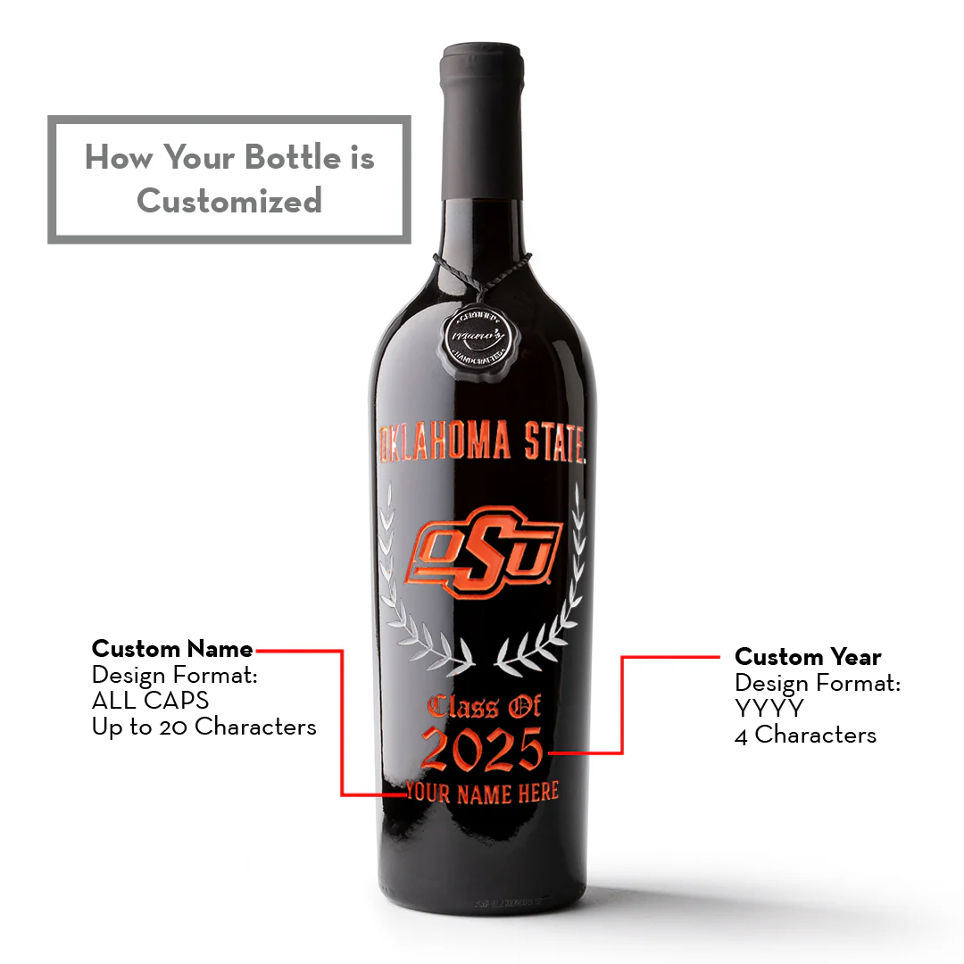 Oklahoma State University Custom Alumni Etched Wine - Image 3