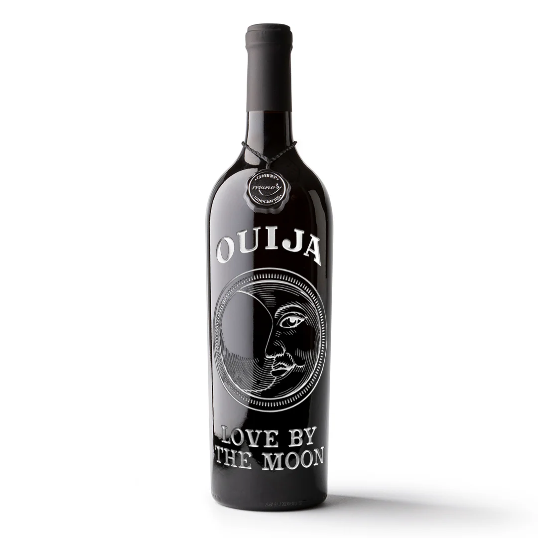 Ouija "Love by the Moon" Etched Wine Bottle