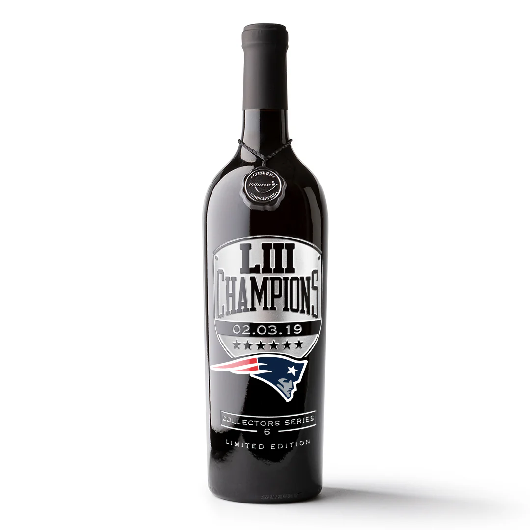 Patriots LIII Champions Etched Wine