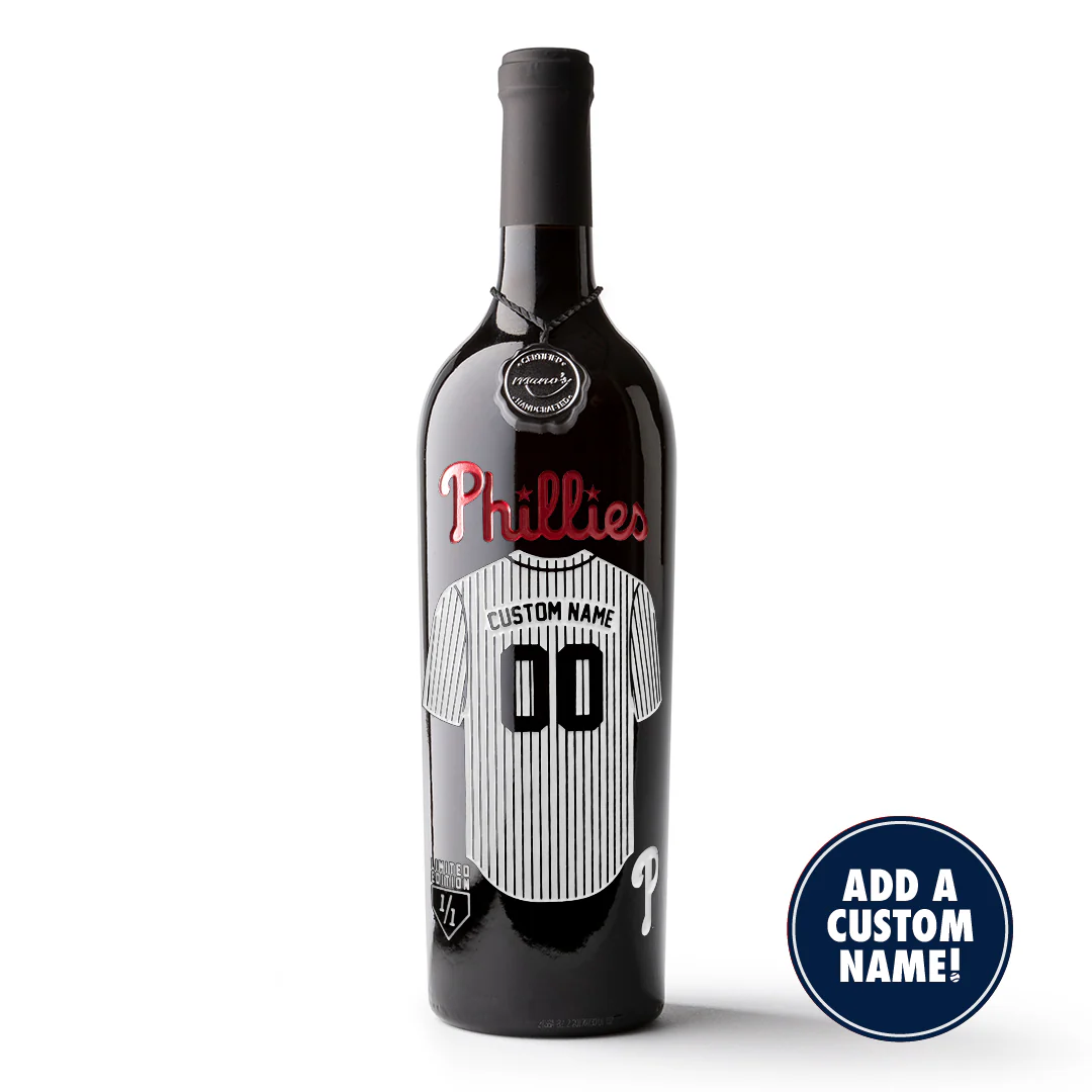 Philadelphia Phillies Custom Jersey Etched Wine