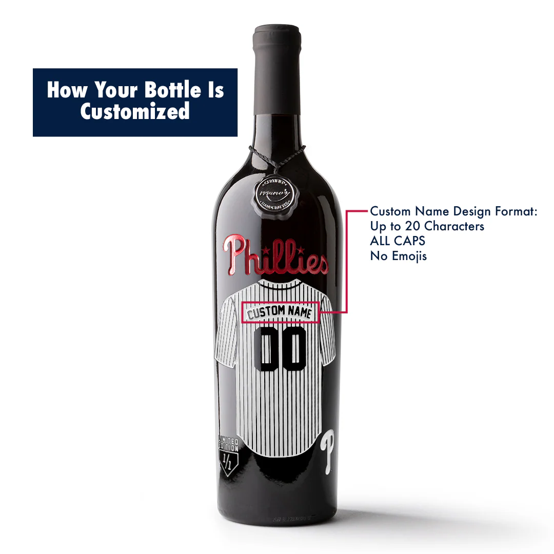 Philadelphia Phillies Custom Jersey Etched Wine - Image 2