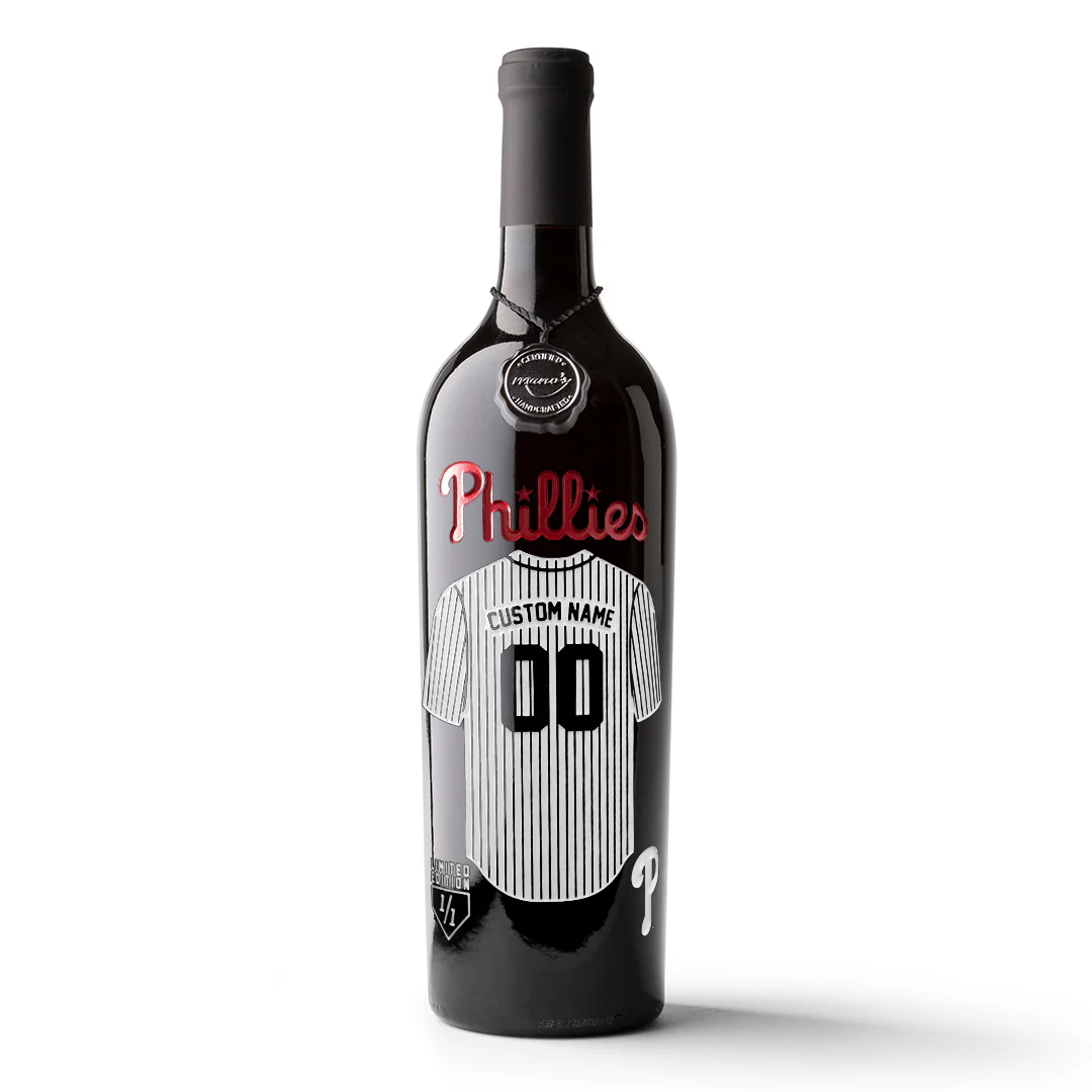 Philadelphia Phillies Custom Jersey Etched Wine - Image 3