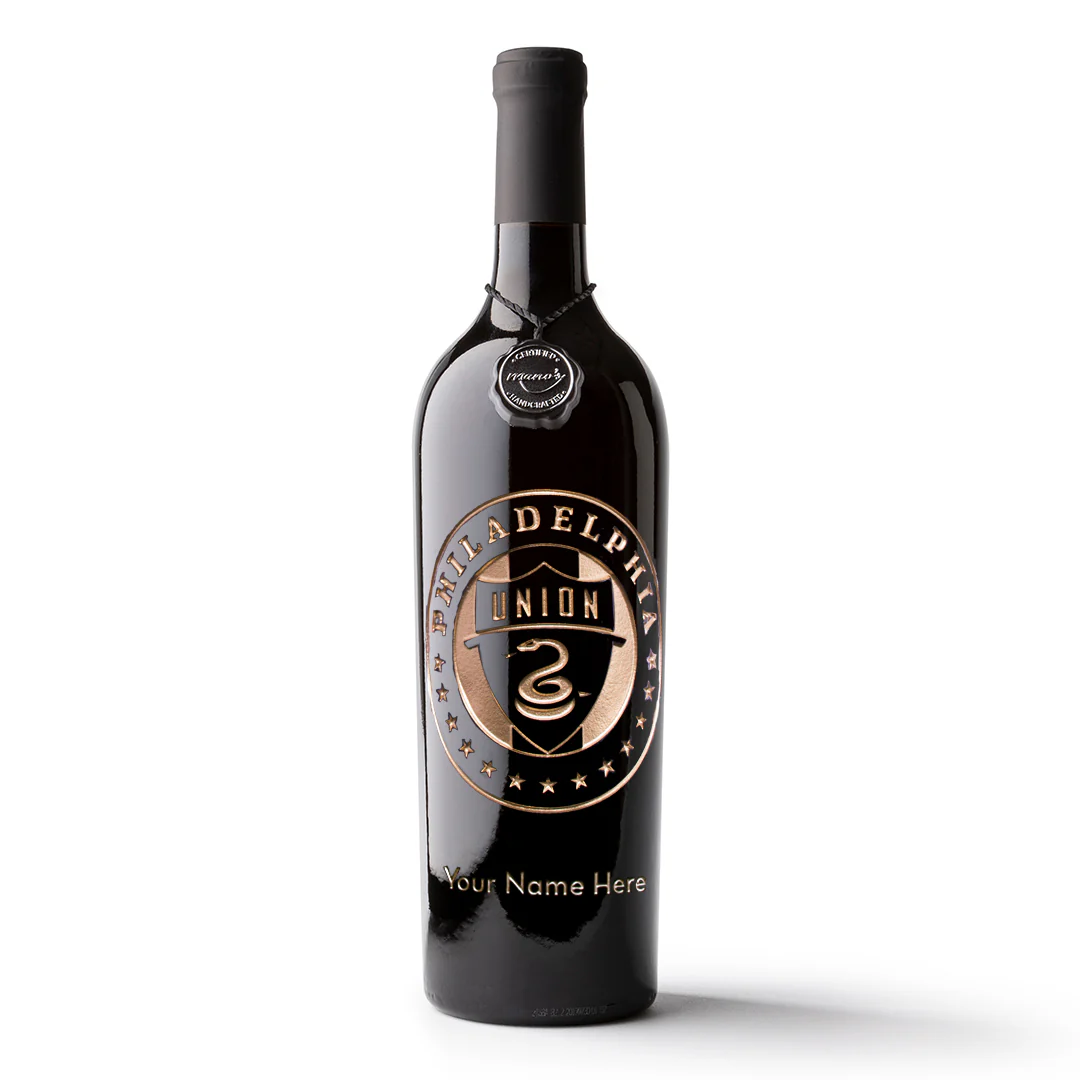 Philadelphia Union Circle Logo Custom Name Etched Wine