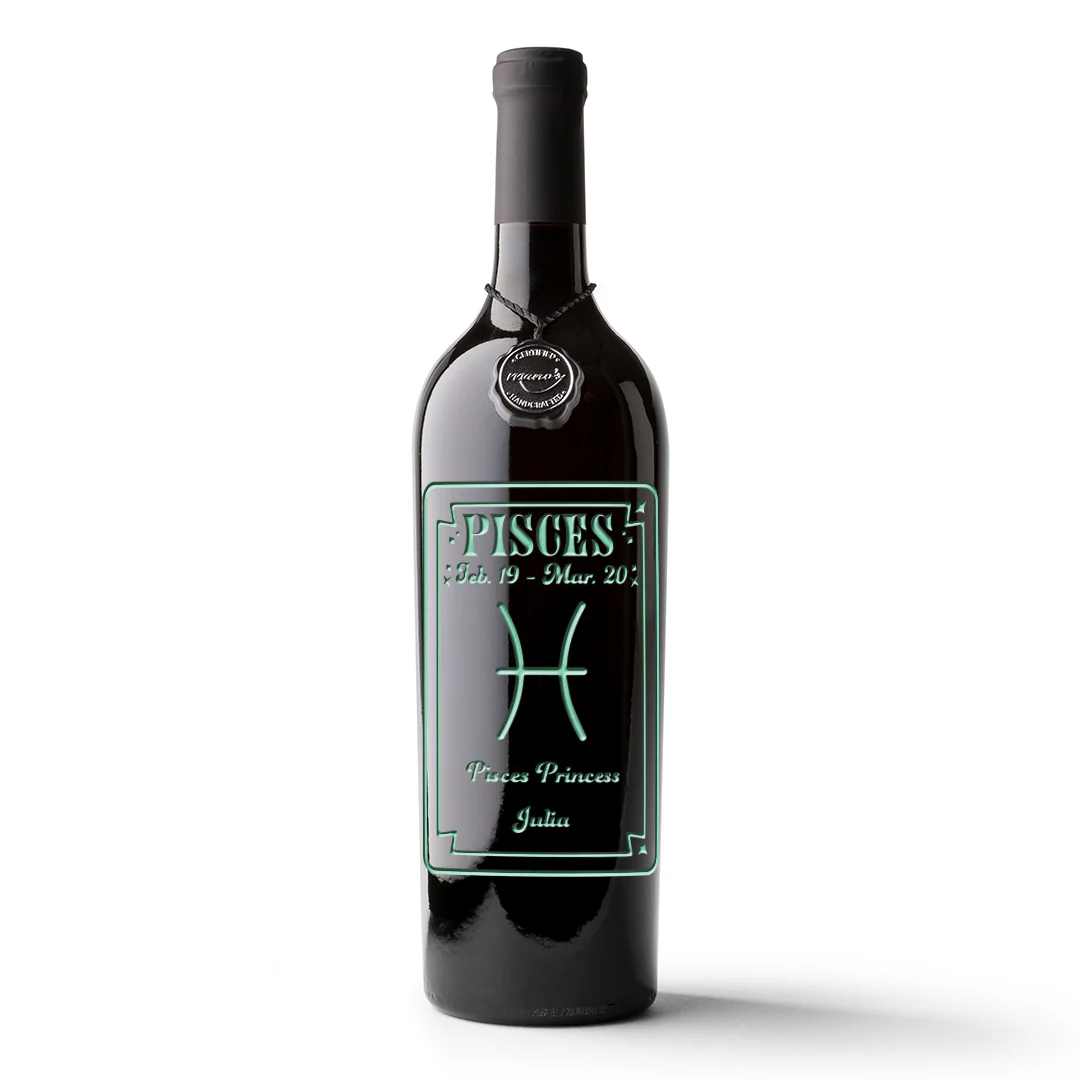 Pisces Custom Etched Wine Bottle - Image 4