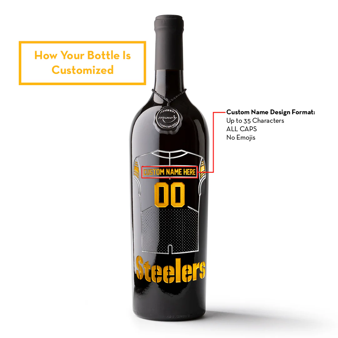 Pittsburgh Steelers Custom Jersey Etched Wine - Image 3