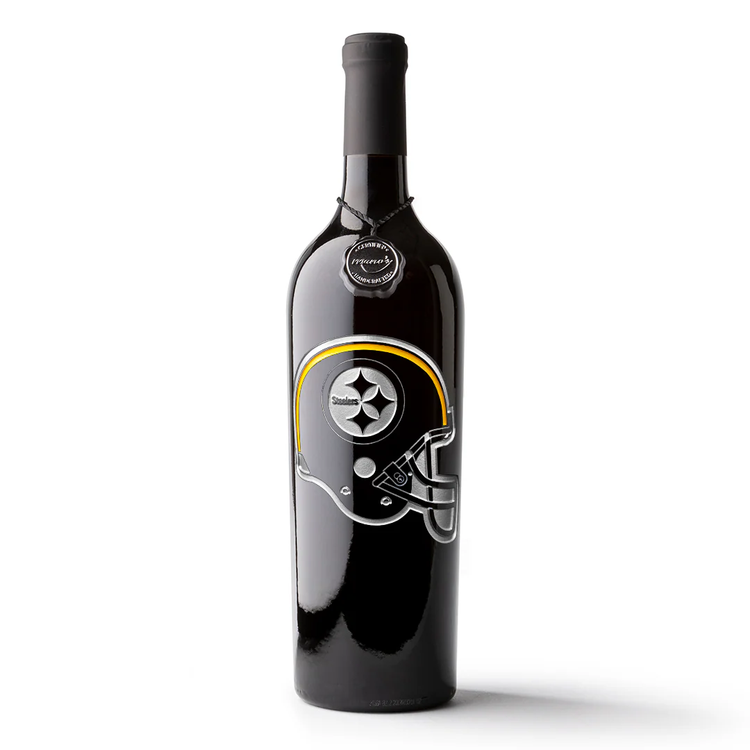 Pittsburgh Steelers Helmet Etched Wine