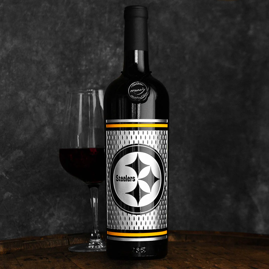 Pittsburgh Steelers Jersey Etched Wine - Image 2
