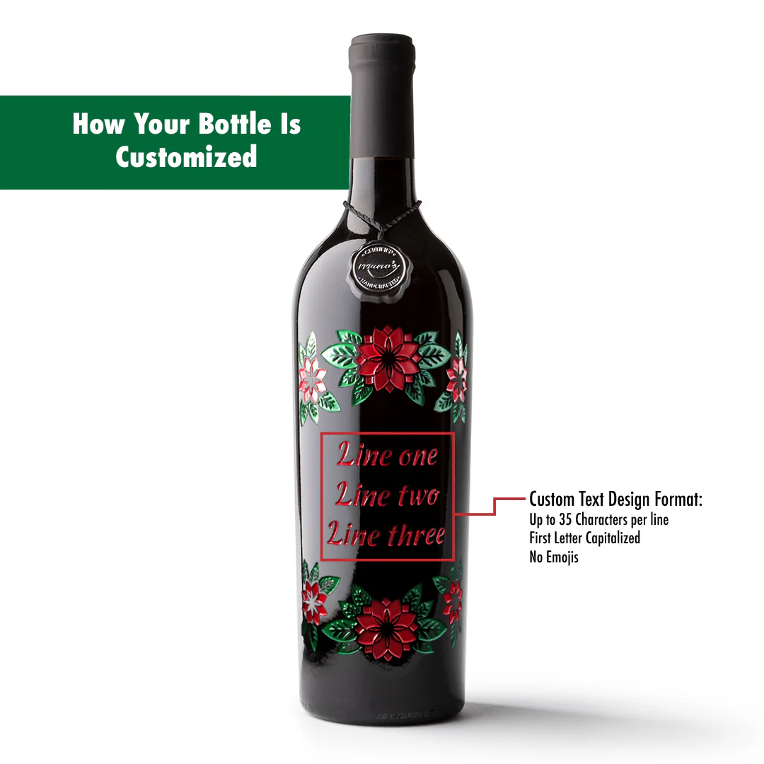 Poinsettia Frame Custom Text Etched Wine - Image 3