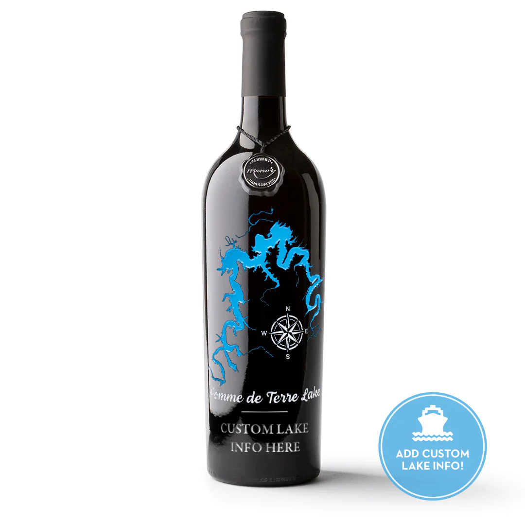 Pomme de Terre Lake Custom Etched Wine