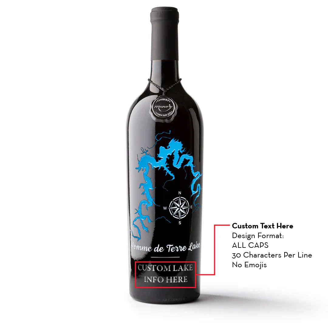 Pomme de Terre Lake Custom Etched Wine - Image 2