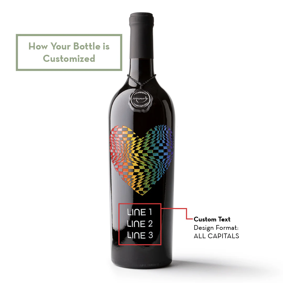 Pride Checkered Heart Custom Etched Wine - Image 3