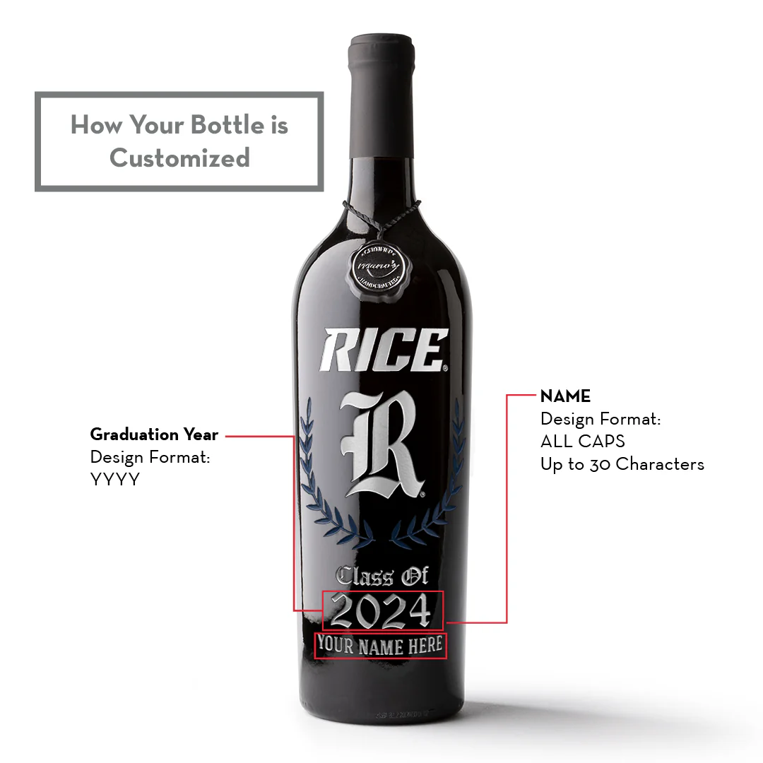 Rice University Custom Alumni Etched Wine - Image 3