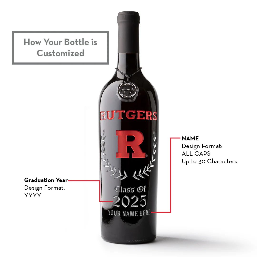 Rutgers University Custom Alumni Etched Wine - Image 4