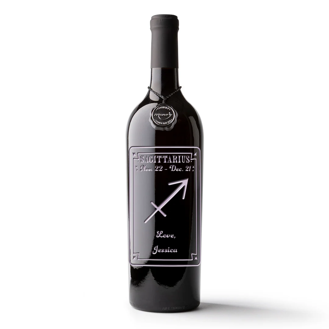 Sagittarius Custom Etched Wine Bottle - Image 3