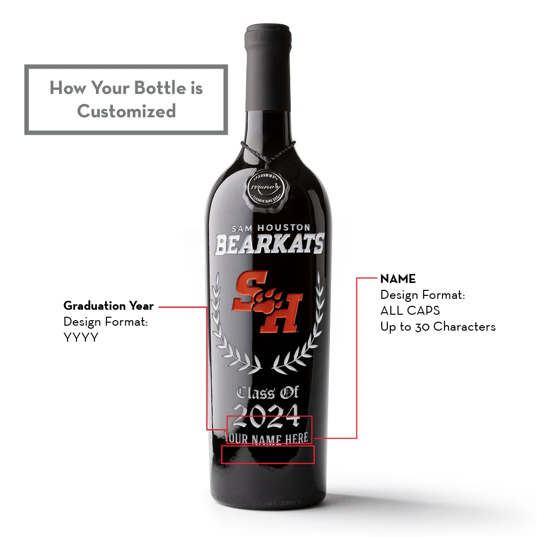 Sam Houston State University Custom Alumni Etched Wine - Image 2