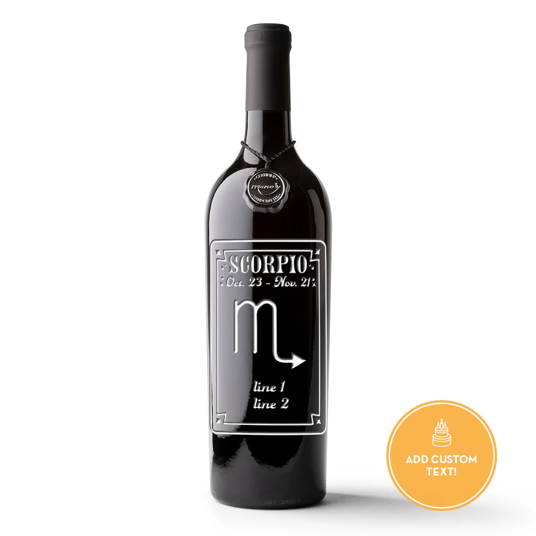 Scorpio Custom Etched Wine Bottle