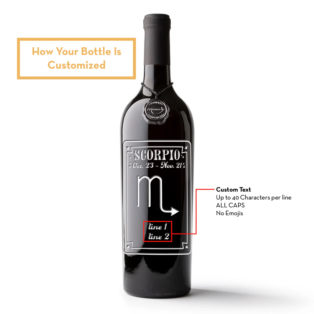 Scorpio Custom Etched Wine Bottle - Image 2