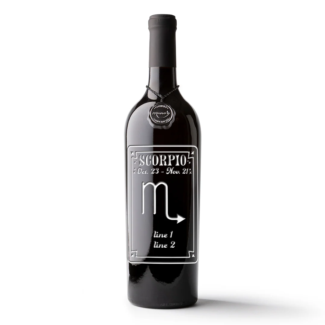 Scorpio Custom Etched Wine Bottle - Image 3
