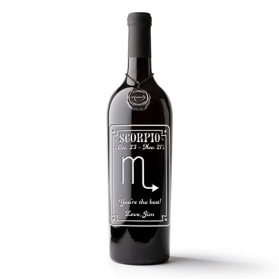 Scorpio Custom Etched Wine Bottle - Image 4