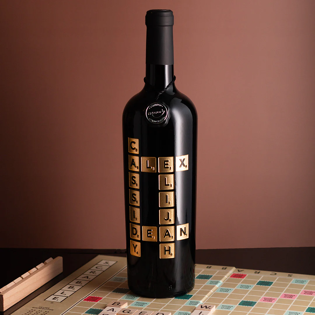 Scrabble Custom Words Etched Wine - Image 3