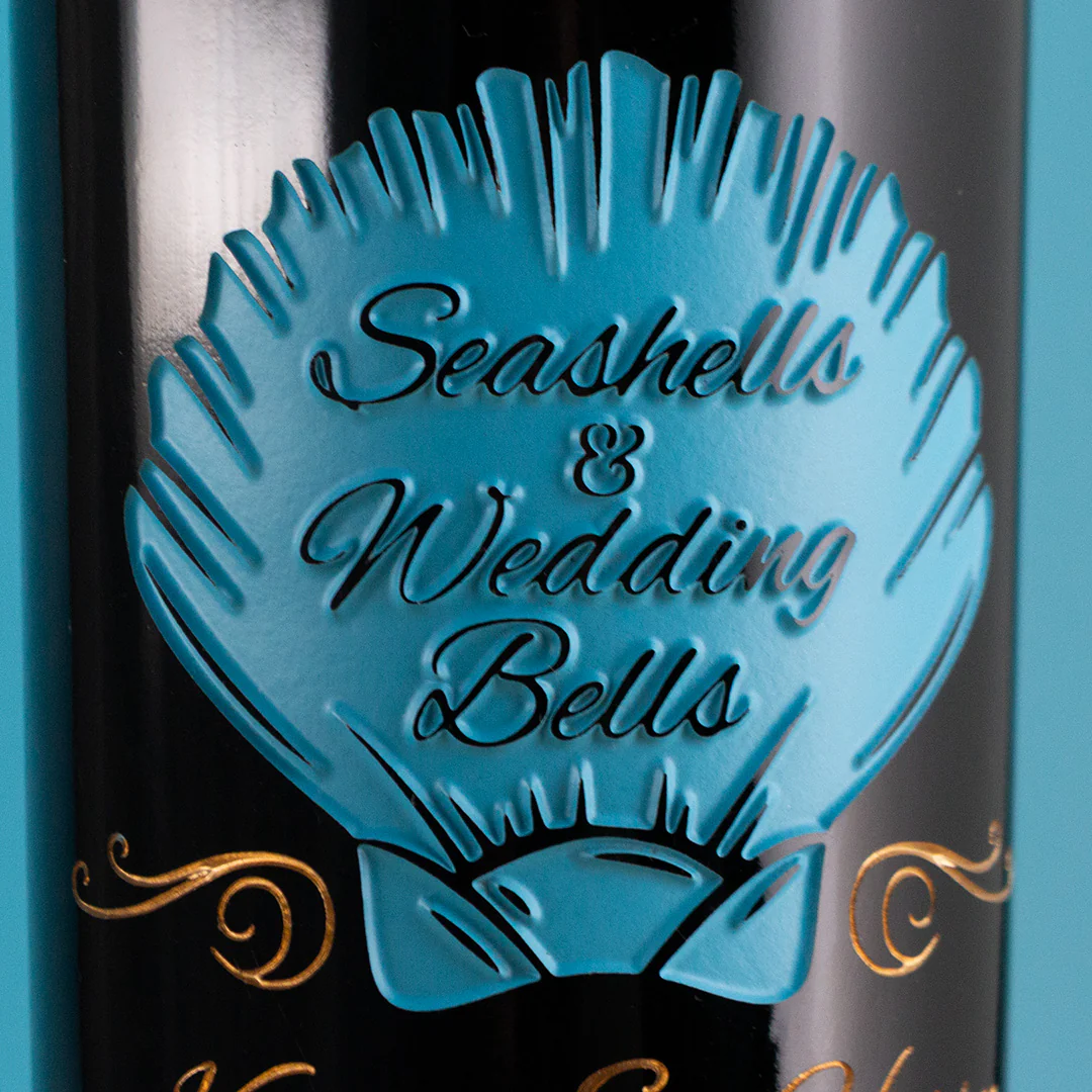 Seashells & Wedding Bells Custom Etched Wine - Image 3