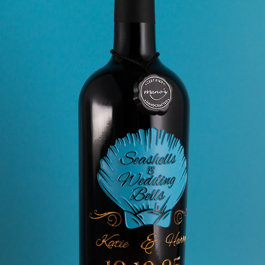 Seashells & Wedding Bells Custom Etched Wine - Image 4