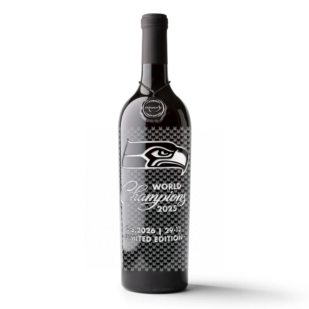 Seattle Seahawks 2025 World Champions Etched Wine