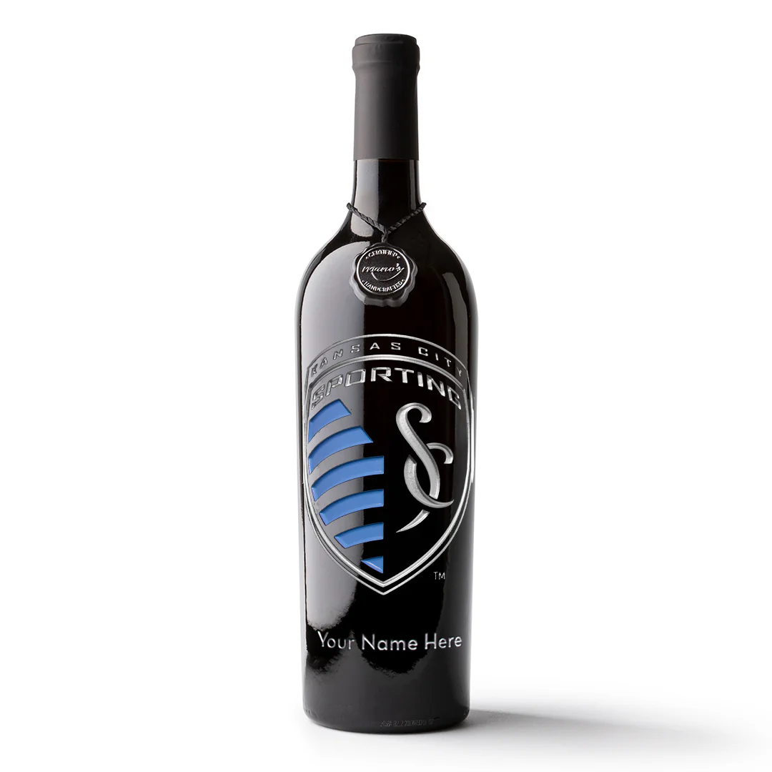 Sporting Kansas City Logo Custom Name Etched Wine