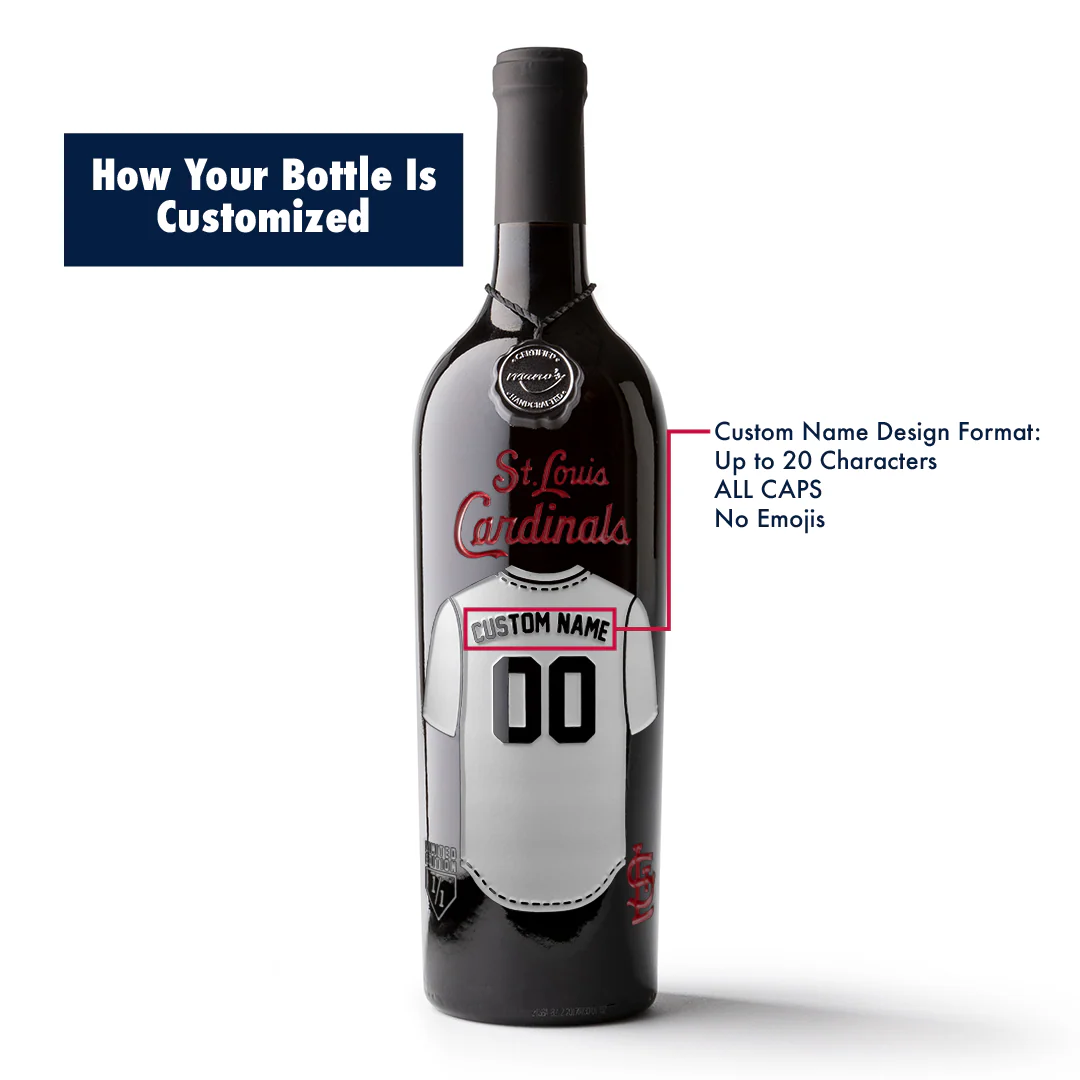 St. Louis Cardinals Custom Jersey Etched Wine - Image 2