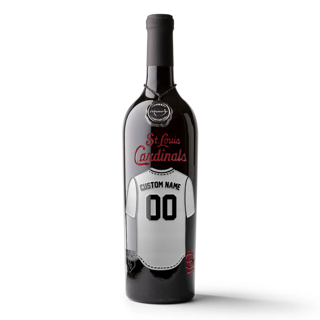 St. Louis Cardinals Custom Jersey Etched Wine - Image 3