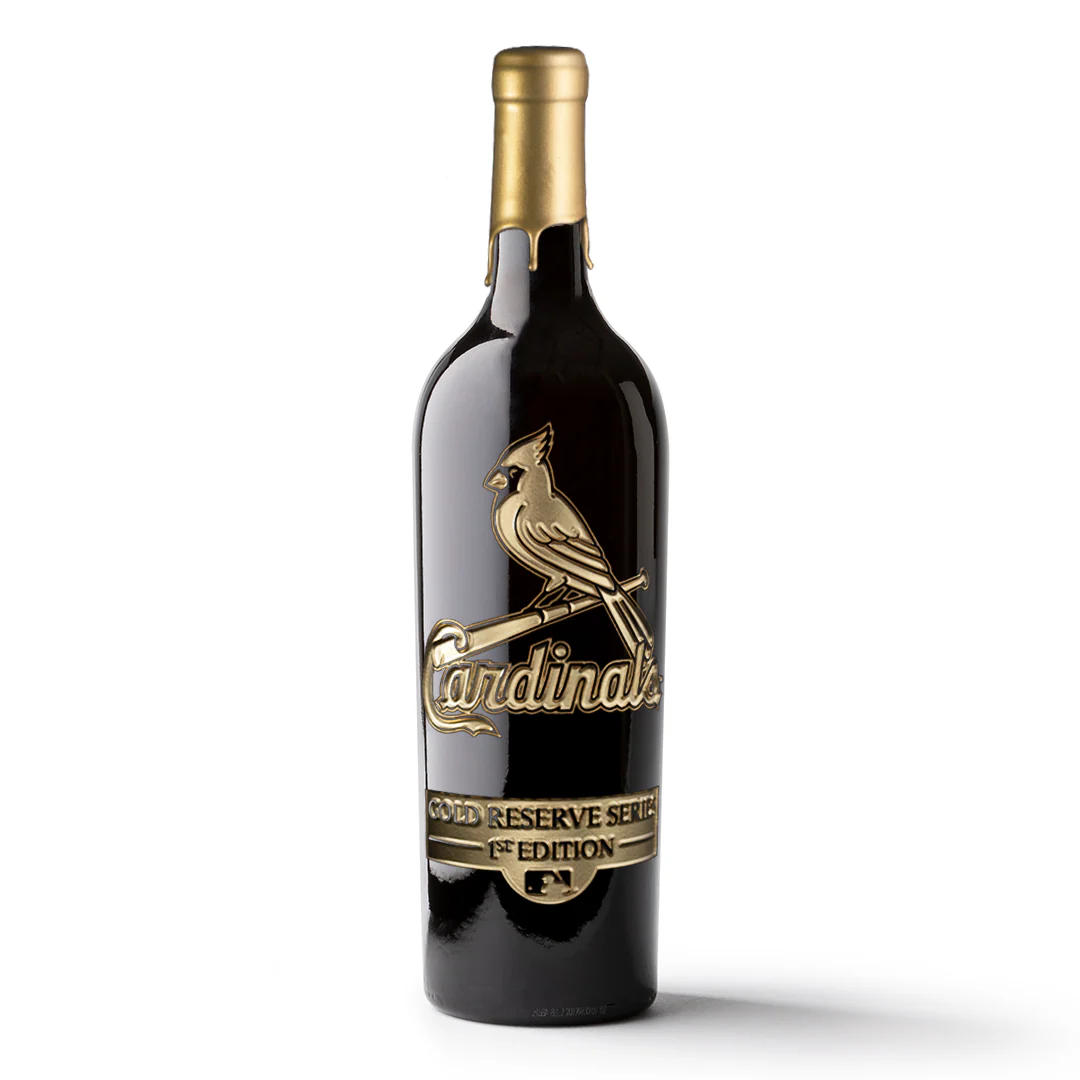 St. Louis Cardinals Gold Reserve Etched Wine Bottle