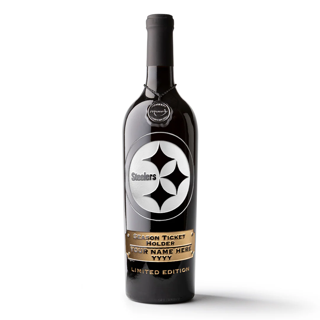 Steelers Custom Season Ticket Holder Etched Bottle - Image 5