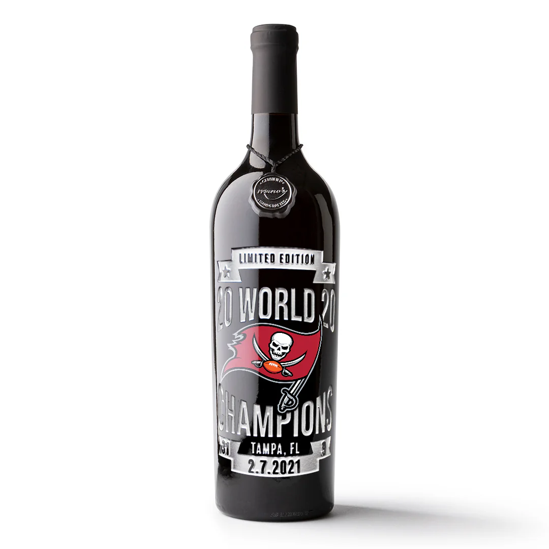 Tampa Bay Bucs 2020 Champions Banner Etched Wine