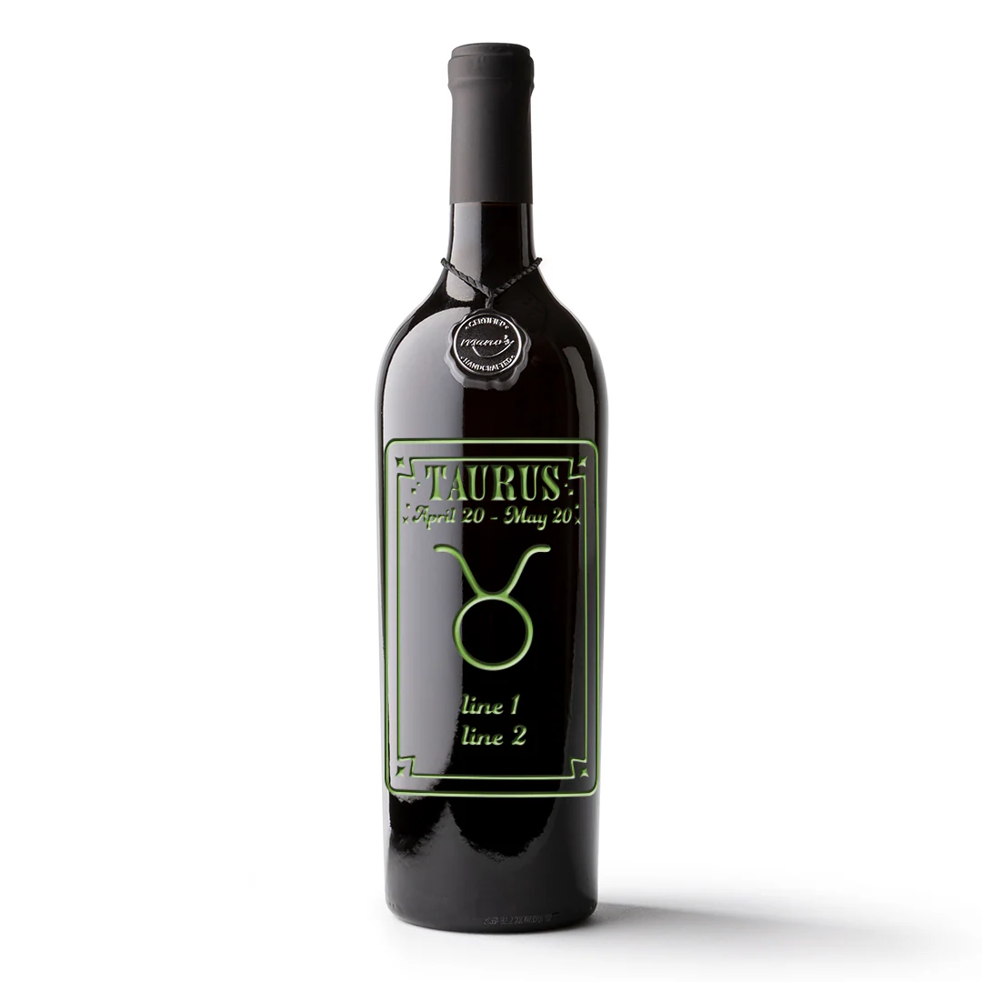 Taurus Custom Etched Wine Bottle - Image 3
