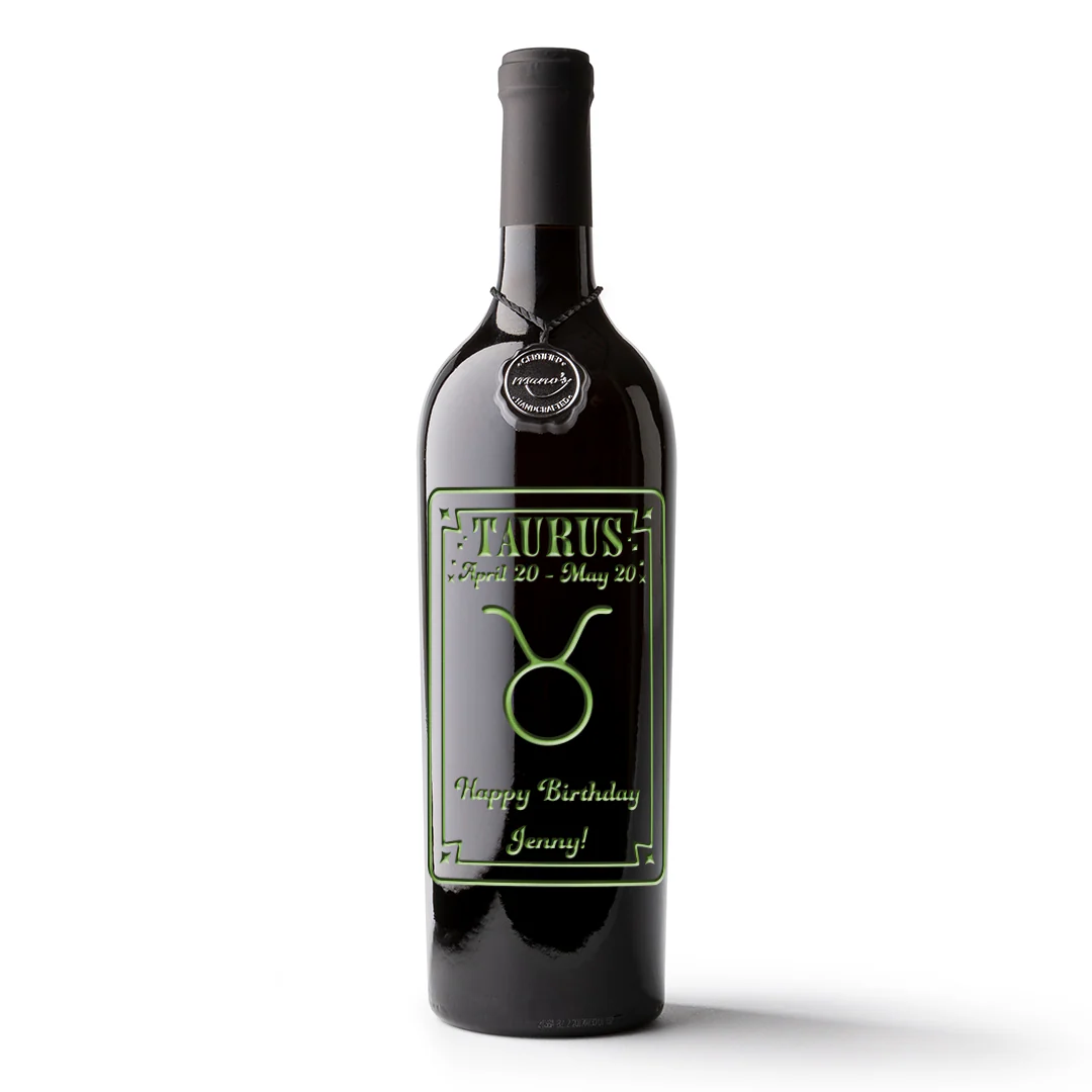 Taurus Custom Etched Wine Bottle - Image 4