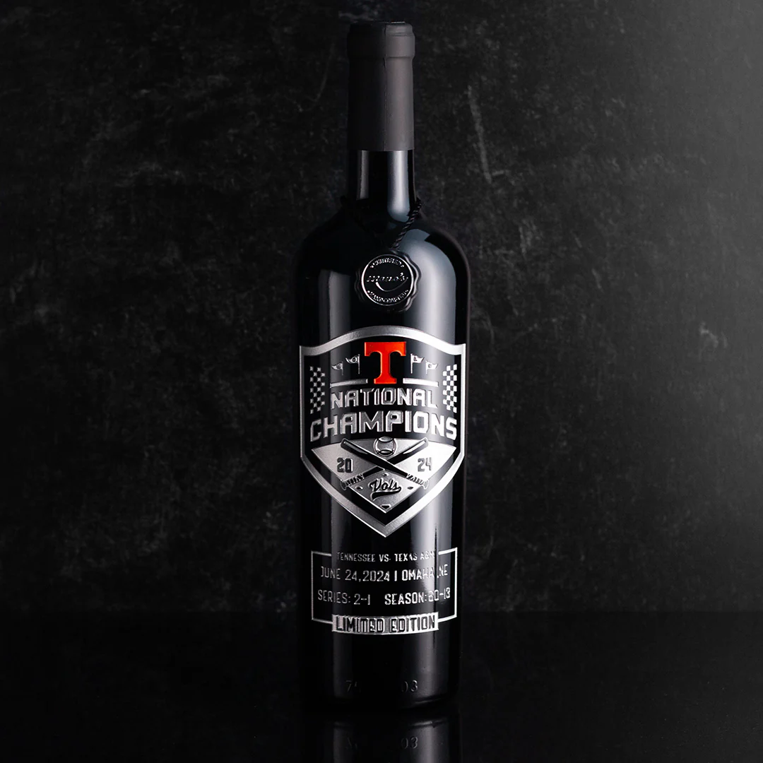 Tennessee 2024 Baseball National Champions Logo Etched Wine - Image 2