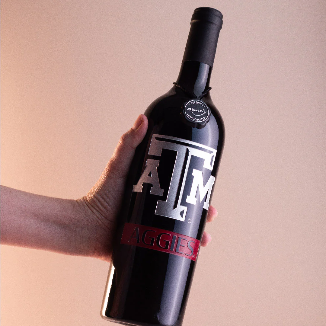 Texas A&M Aggies Etched Wine - Image 2