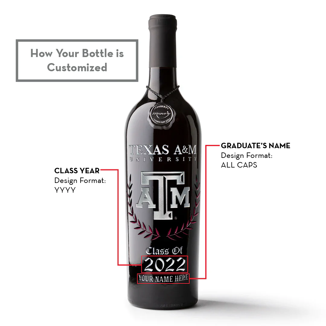 Texas A&M Custom Alumni Etched Wine - Image 2