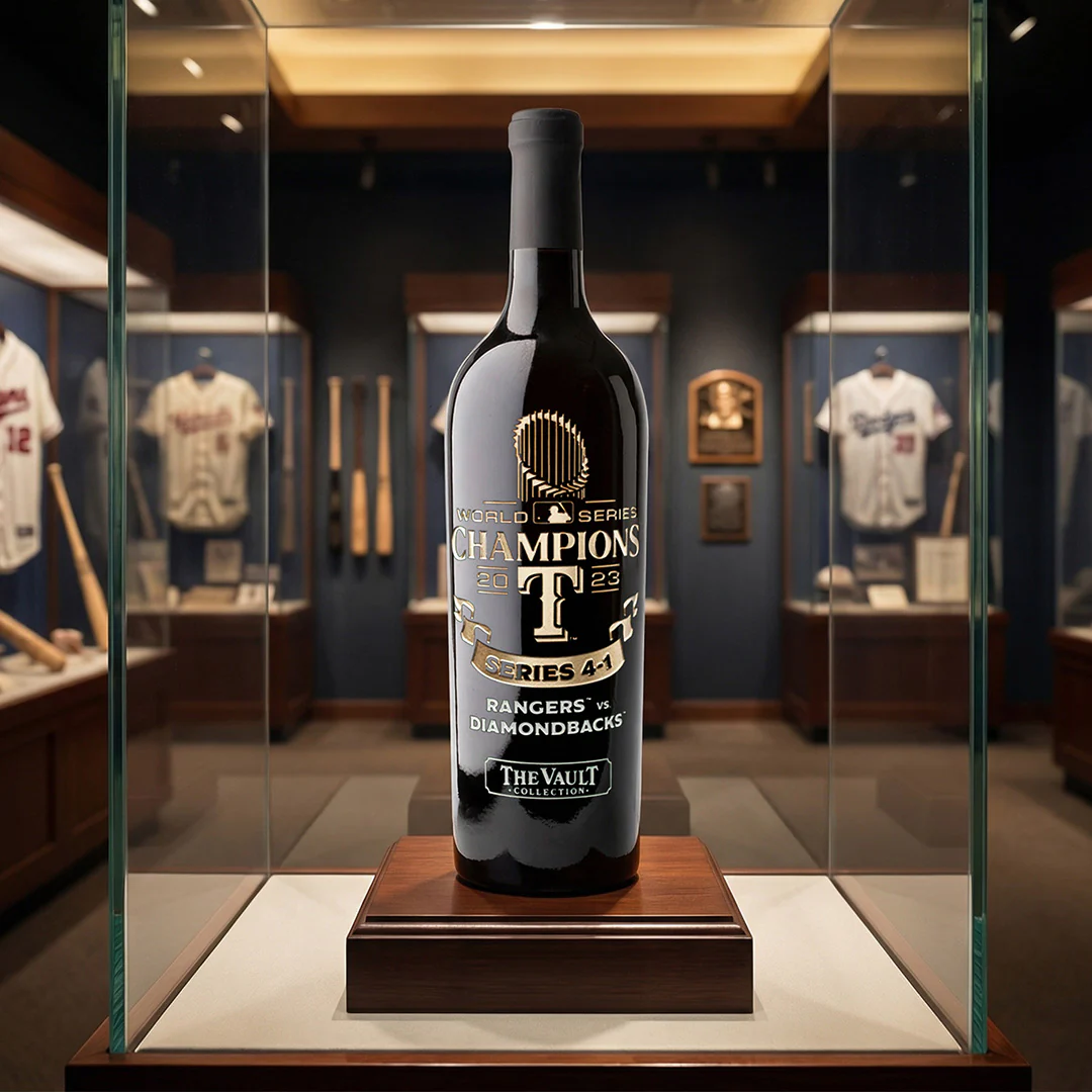 Texas Rangers 2023 World Series Vault Etched Wine - Image 3
