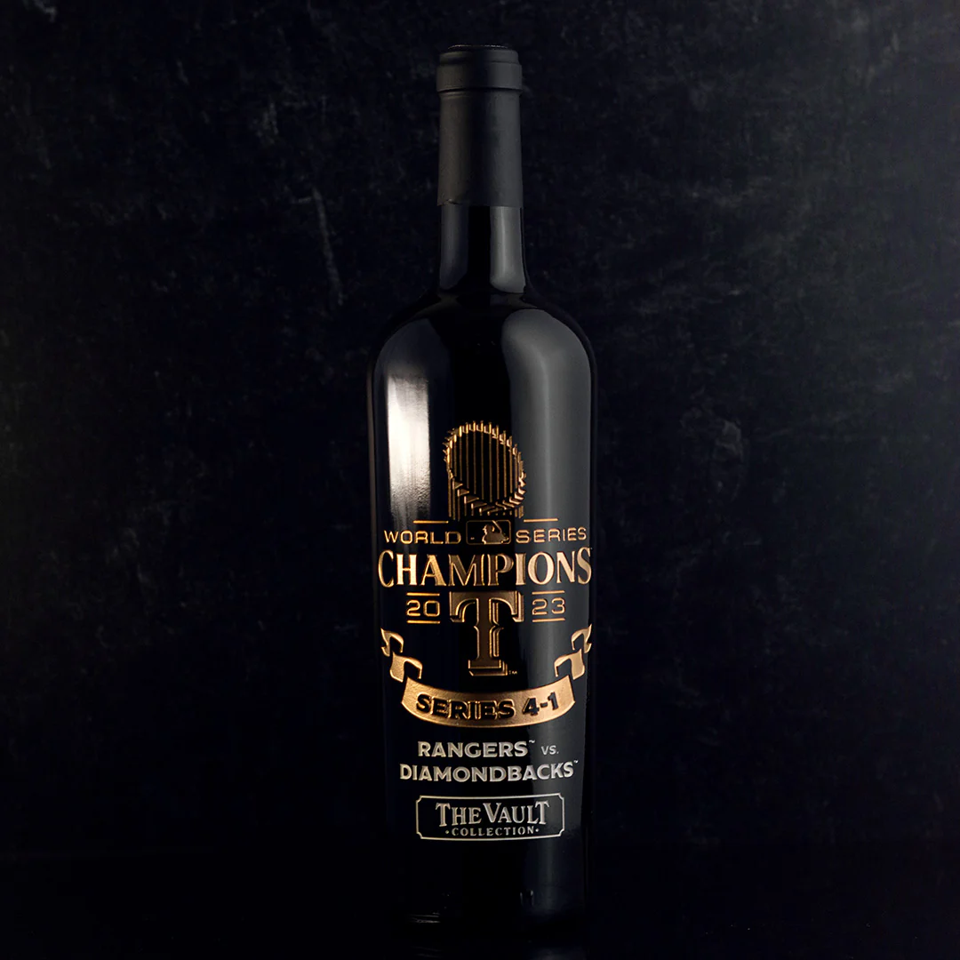 Texas Rangers 2023 World Series Vault Etched Wine - Image 4