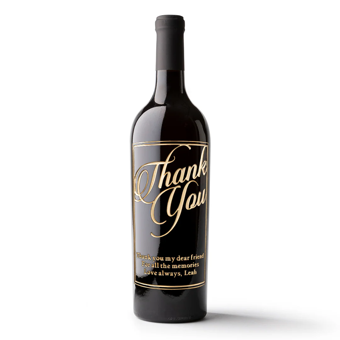 Thank You Script Custom Etched Wine